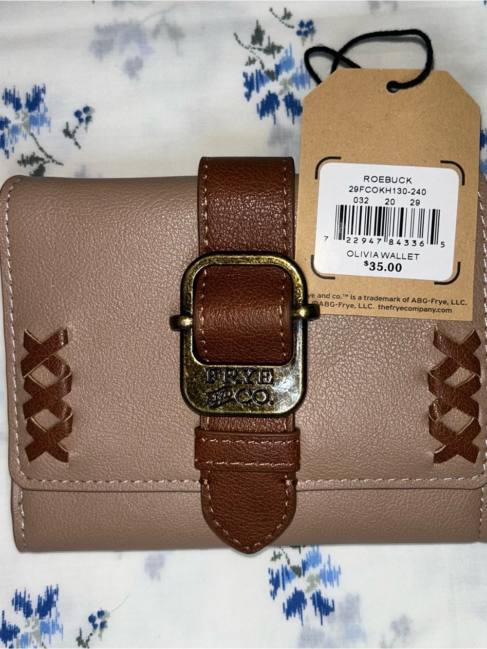 Frye Olivia Compact Wallet in Taupe with Brown Strap